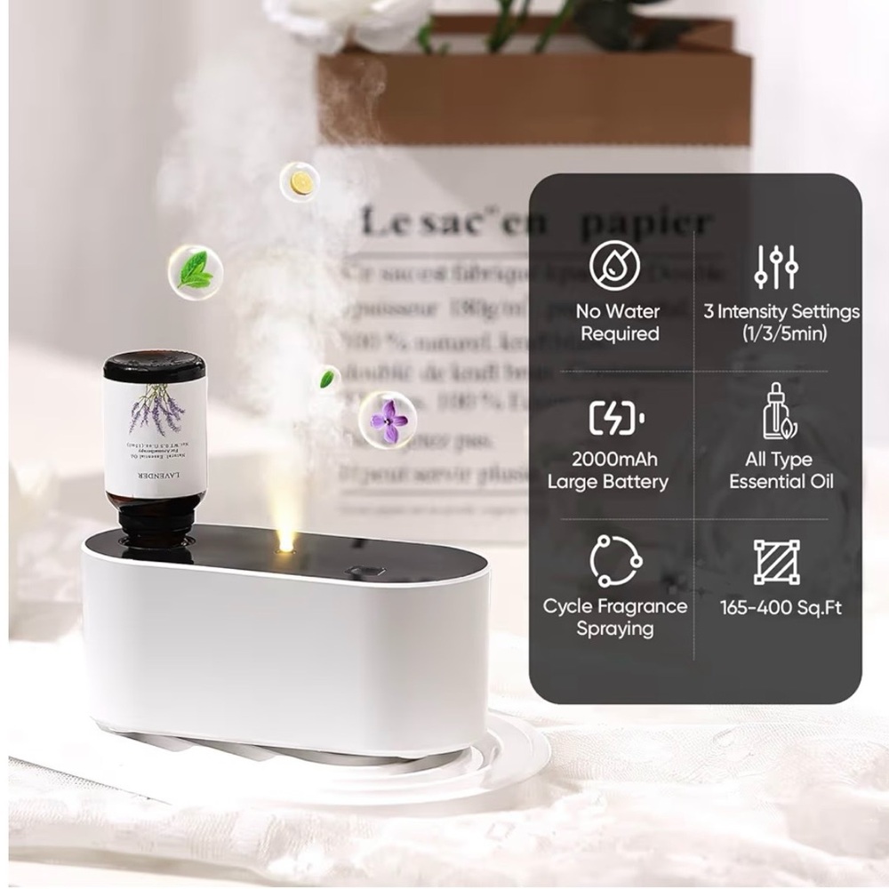 NWT White Waterless Essential Oil Diffuser - Picture 2 of 7